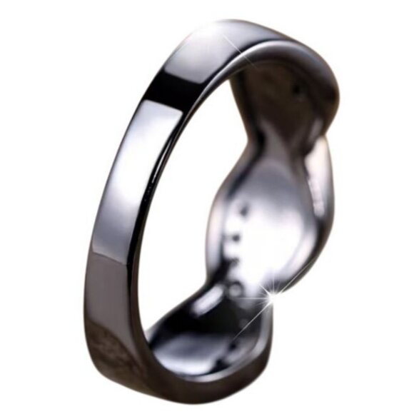 White Ethiopian Fire Opal eternity band wedding ring set with CZ set in Rhodium - Picture 4 of 6